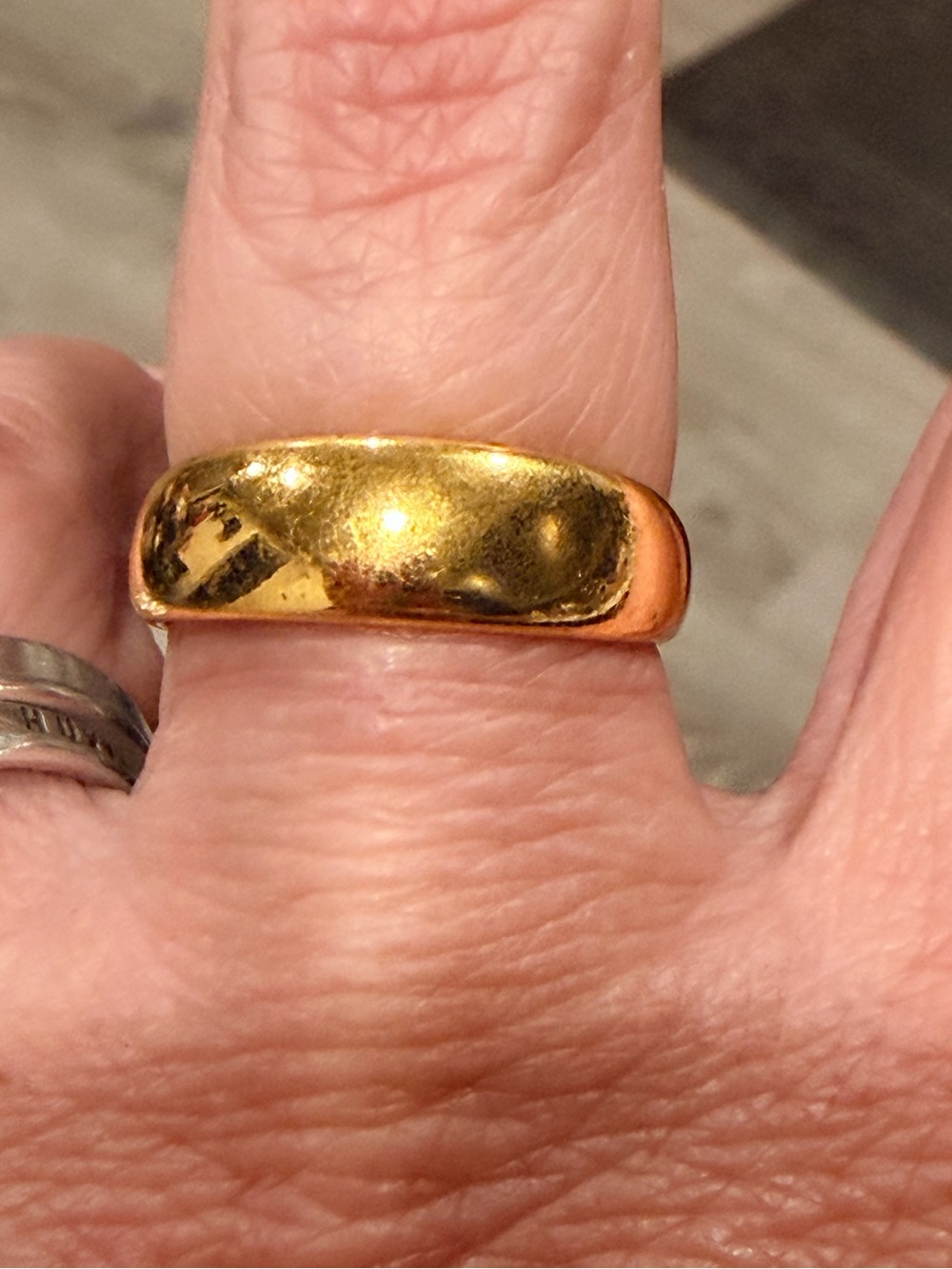 Gold stamped 999 Dome Band adjustable Ring